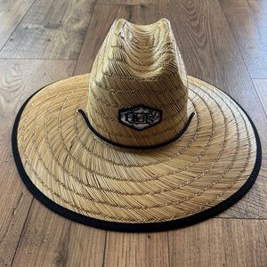 Straw Hat with Black Trim
